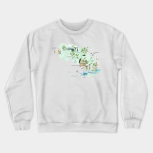 Illustrated Map of Costa Rica Crewneck Sweatshirt